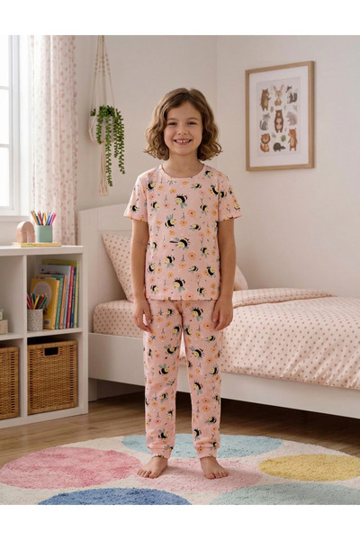ARB Kız Çocuk Arı Desenli Pijama Takımı
