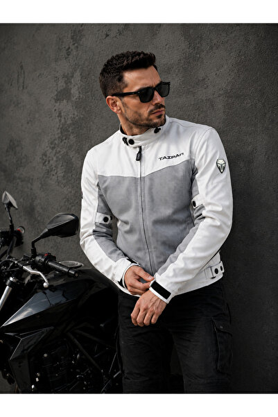 TAIPAN SPORTS Ice blue Yazlık korumalı motorcu montu Fileli Cordura 600 D kum...