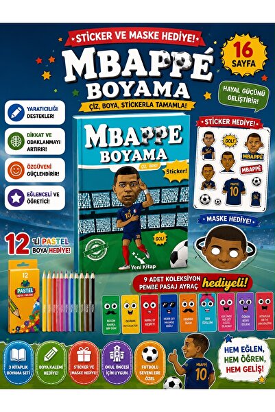Pembe Yayınevi Erkek Çocuk Boyama Kitabı - Mbappe