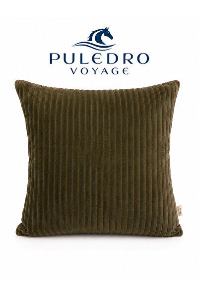 Puledro غطاء وسادة من القطيفة السميكة من فويج، مقاس 45x45 سم، لون كاكي، غطاء ...