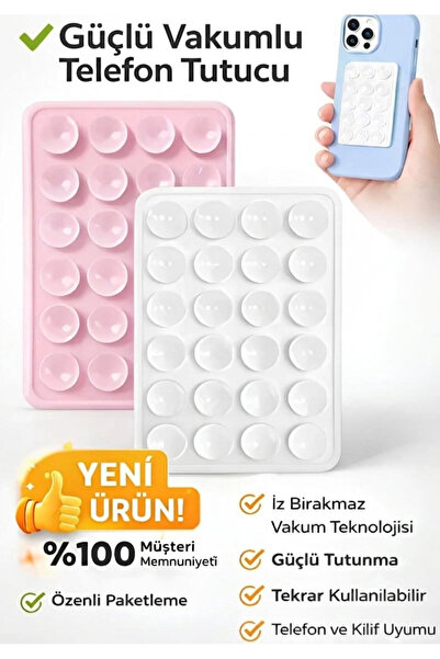 Parmend Life Vakumlu Silikon Vantuzlu Yapışkanlı Telefon Tutucu (1 ADET) Pemb...