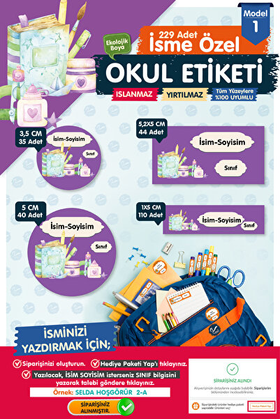 t tuğset etiket Okul Etiketi Kalem Defter Etiketi Özel Isim Yazılabilen Etike...