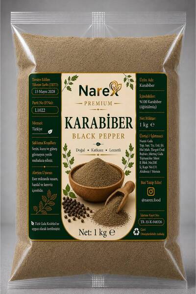 NAREX Karabiber 1 Kg Doğal Taze Öğütülmüş Premium Kalite