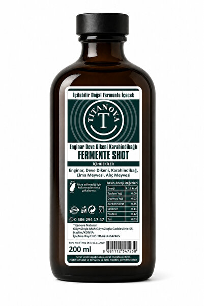 TİTANOVA ENGİNAR DEVE DİKENİ KARAHİNDİBAĞLI FERMENTE SHOT 200 ML