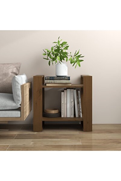 Concept Bibliotecă/Separator cameră maro miere, 60x35x57 cm, lemn masiv