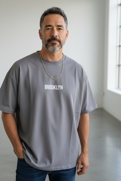 Altamira Μπλουζάκι Unisex Grey Brooklyn με στάμπα oversize