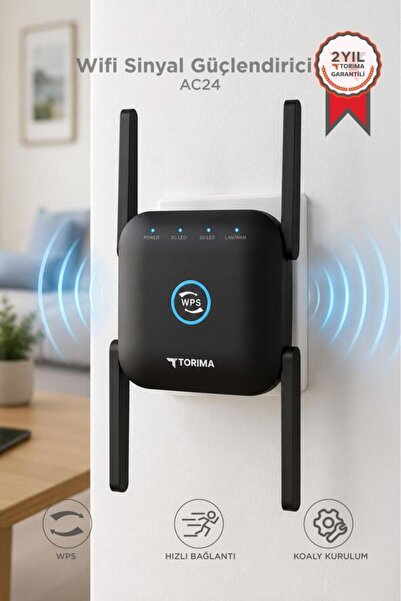 Torima Wifi Sinyal Güçlendirici Yakınlaştırıcı Pro Router AC24 Siyah