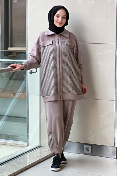 Mahal Set de pantaloni din tricot croșetat cu acoperire din plasă