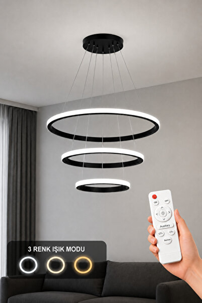 AvizeGO Rizon 3’lü LED Sarkıt Avize 3 Renk Kumandalı