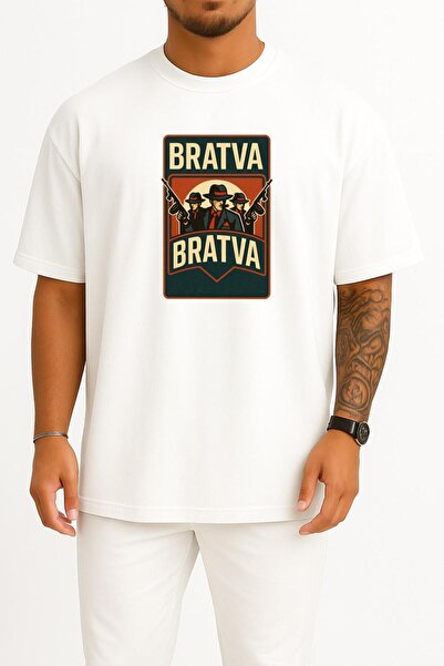 Bahriyeli Collection Oversized Bratva Italian Mafia Unisex T-Shirt with Chest...