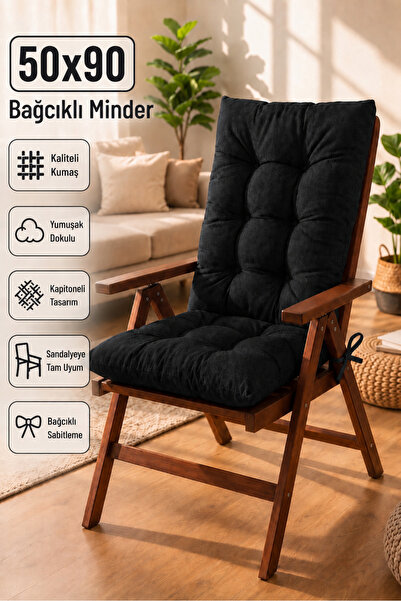 TOPCORN Sandalye Minderi Kapitoneli Yumuşak Dolgulu 50x90 Balkon Bahçe Mutfak
