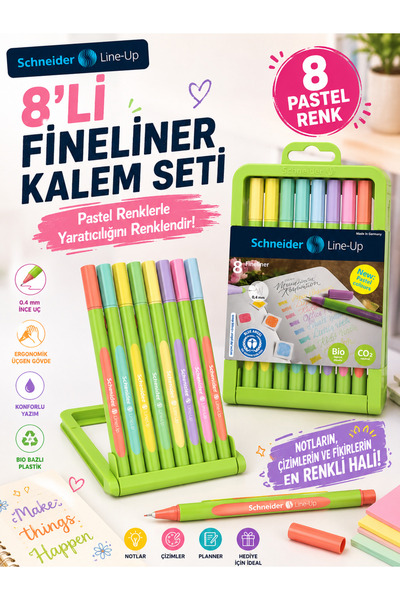 Schneider Pen Schneider 191088 Fineliner Serisi 0,4 mm 8'li Paket Pastel Karı...