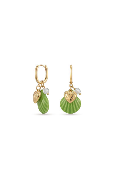 Charmist Steel Murano Sea Shell Earrings Green