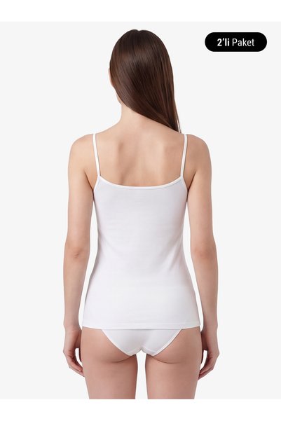 Blackspade Women's Thin Strap Undershirt 2-Pack Essential 1592 - White