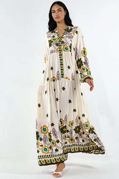 Hiccup Bdart Patterned V-Neck Maxi Dress