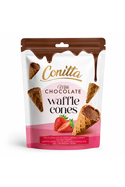 Elvan Conitta Çilek Aromalı ve Sütlü Çikolatalı Gofret 80 Gr. (1 Paket)