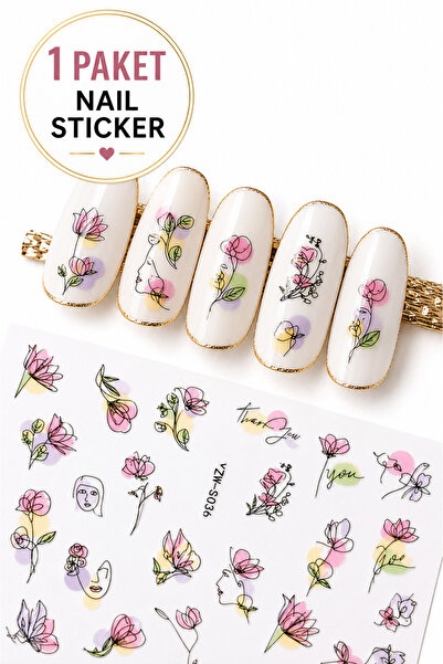 Sibelon 3D Kabartmalı Nail Art Sticker Kendinden Yapışkanlı Tırnak Dövmesi Ta...