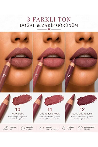 VitaMood Yaşam Lip Liner Set |   Thick Tip Matte Lip Liner, Soft Version, 10....