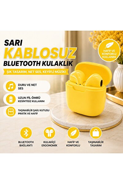 karleader Sarı Kablosuz Bluetooth Kulaklık