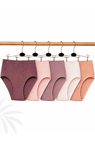 missblue moon Chiloți de damă din bumbac cu design special, pachet de 5 5200
