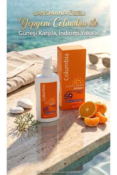 Columbia Yüksek Koruma Spf 50 Yüz Ve Vücut Güneş Koruyucu Sprey 200 ml