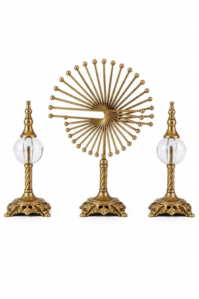 asellus 3 'lü Lüks ve mat gold detaylı Golden Spiral set Masa Dekoru - Modern...
