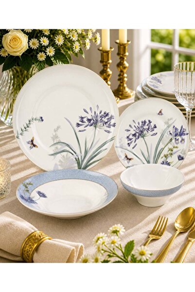 Mikasa Moor 24 Parça 6 Kişilik Porselen Lavender Flutter Yemek Takımı