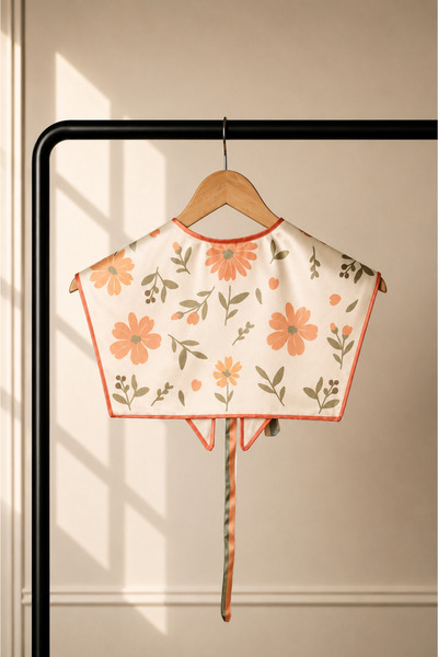 LERAIY Orange Green Floral Shoulder Shawl