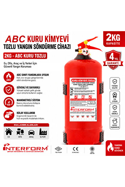 İNTERFORM 2 Kg ABC Kuru Kimyevi Tozlu Yangın Söndürme Tüpü