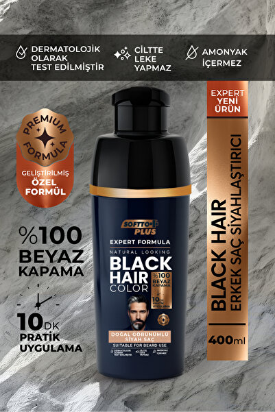 Softto Plus 6 ADET / Expert Men Black Hair Color – Siyah 10 dakikada Etkili /...