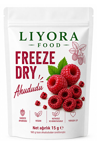 LİYORA FOOD Freeze Dry Ahududu 15 g Dondurularak Kurutulmuş Kuru Meyve Cipsi