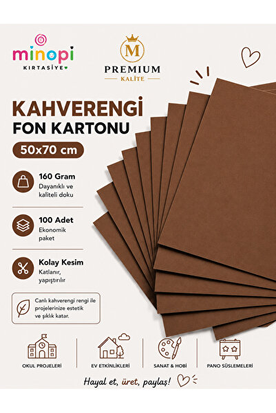 Minopi Brown Background Cardboard 50X70 cm 100 Pack 160 Gr Colored Background...