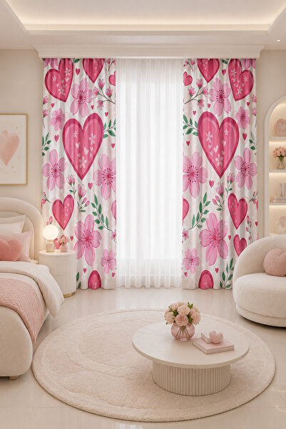 Bebişim Halı Κουρτίνα Παιδικού Δωματίου Heart Garden Floral Heart με διπλά φτερά