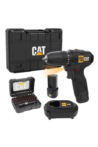 Cat DX1160 12Volt/2.0Ah Li-ion Çift Akülü Kömürsüz Profesyonel Şarjlı Darbeli...