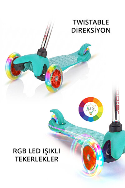 Triathlon T138 Scooter / 3 Kademeli Ayarlanabilir Yükseklik  (48cm-68cm) / 7 Renk LED Işıklı 3 Tekerlek