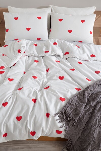 Loyal Home Heart-Shaped Double Cotton Duvet Cover Set |   4 Pieces |   Set wi...