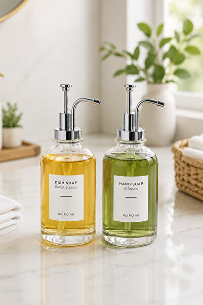 KaiHome 2-Piece Glass Silver Headed Soap Dish Set