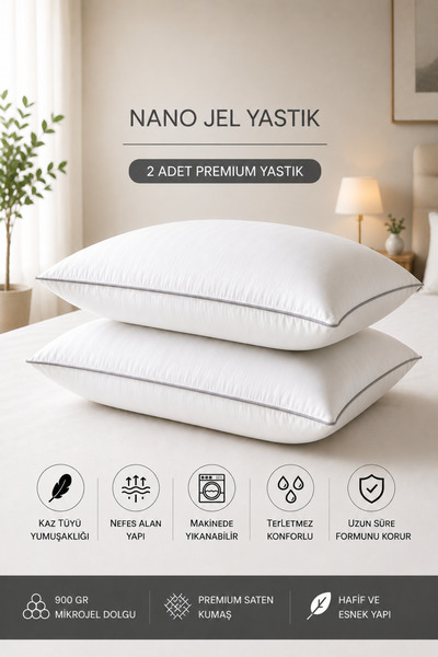 Nakkısh 2 Adet Nano Jel yastık Otel Konforu 50x70cm