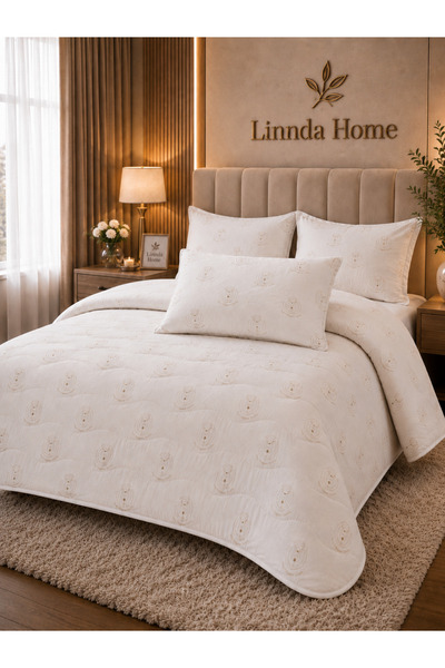 Linnda Home Single Merino Wool Quilt Set + 1 Bead Wool Pillow