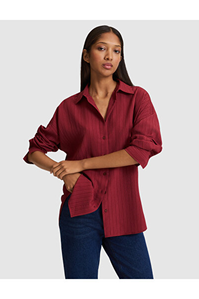 Pierre Cardin قميص بوردو بأكمام طويلة مقاس كبير 50318232-VR014