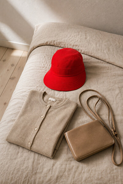 OnMyHead Women's Red Hat with Ribbon on the Back