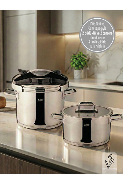 FMS Atlas Twin 4 + 6 Liter Pressure Cooker Set |   Glass Cover 3031 |   Safe ...