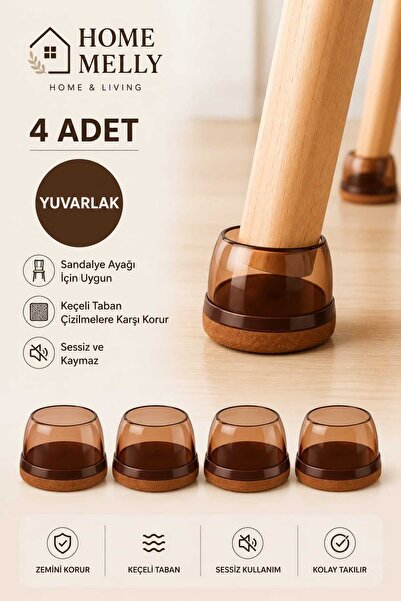 btm home 4 Adet Silikon Sandalye Ayağı Koruyucu Keçeli Zemin Çizmez Kaydırmaz...