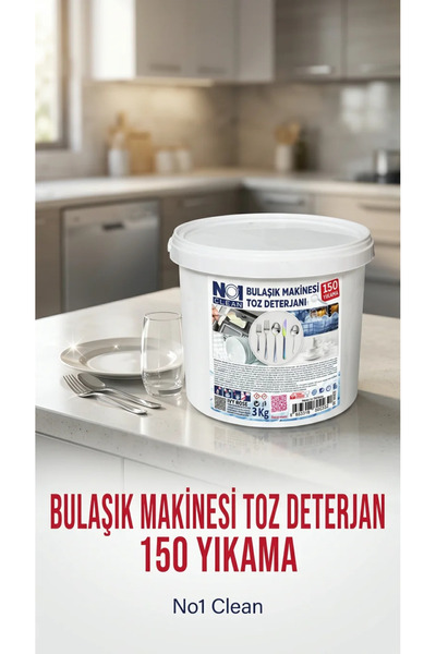 no1 clean Hepsi Bir Arada Bulaşık Makinesi Deterjanı 3 Kg 150 Yıkama