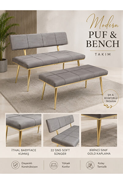 ÖZCAN METAL Gold Metal Ayaklı Sırtlı & Sırtsız Mutfak Salon Antre Yatak Odası...