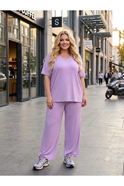 Asel Large Size Lycra Combed Cotton Fabric Side Slit 2-Piece Stylish Tunic Bo...