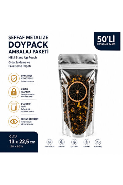 DOYPACK Transparent Metallized Ziplock Packaging Pack of 50 – Stand up Pouch ...