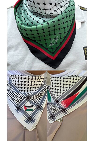 ALDAIYR 3 Palestine Themed Scarf 50X50 Unisex Suitable for Daily Use Pashmina...