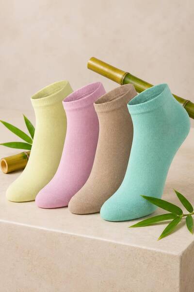 ESER Women's Bamboo Booties Socks Pink Yellow Blue Colors