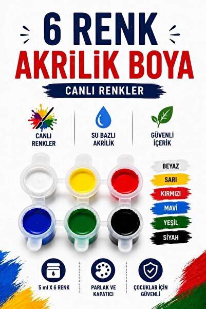 O&S Oyun ve Sanat Eğlen-Üret Akrilik Boya 6 Renkli, Seramik Hamuru, Resim Set...